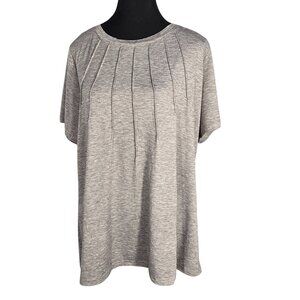 NIP | Bathrins Gray Pleated Front Short Sleeve Performance Top | XXL